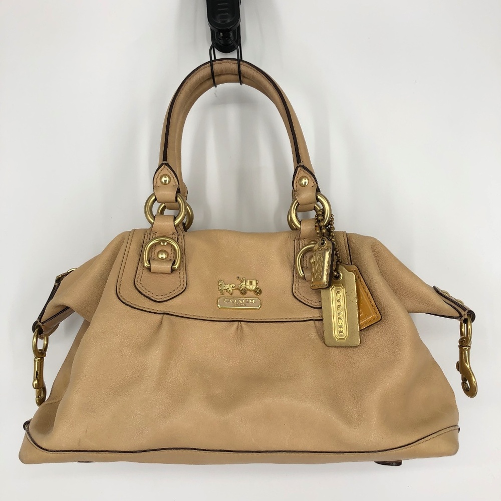 Coach Madison‎ Collection Sabrina Satchel Cream Beige Leather Hangtags Zip Close